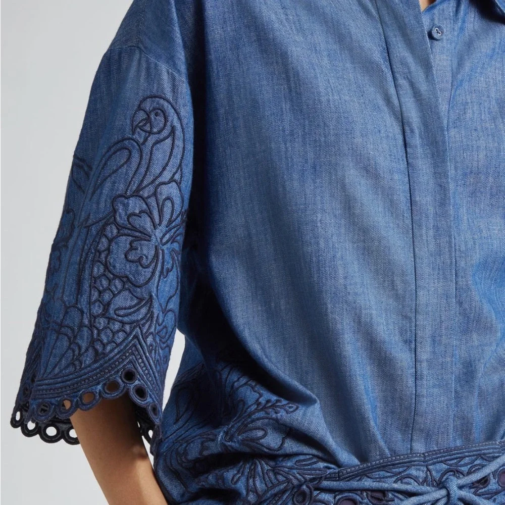 Zimmermann Coco Embroidered Denim Shirt Size 1 USA size 6 NWT - Picture 7 of 7